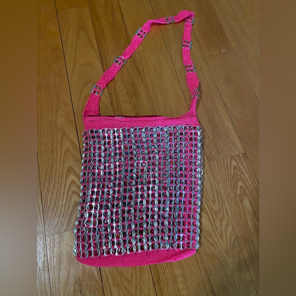 Pink Crochet and can top Women's Bag